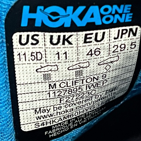 Hoka Clifton 9 Running Shoes. Men’s Size 11.5D  Color Ice Water - Picture 9 of 11